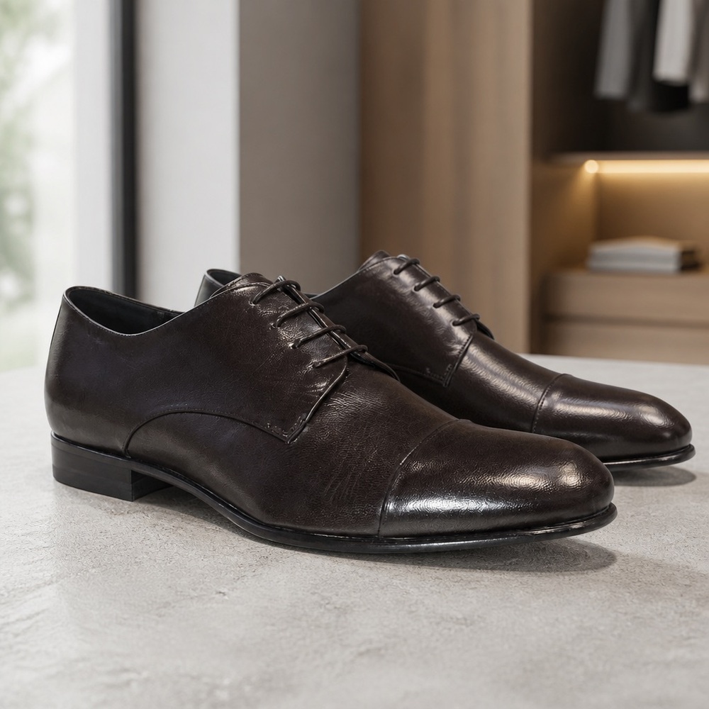 Principe Di Bologna Classic Men's Brown Soft Leather Cap-Toe Comfort Oxfords